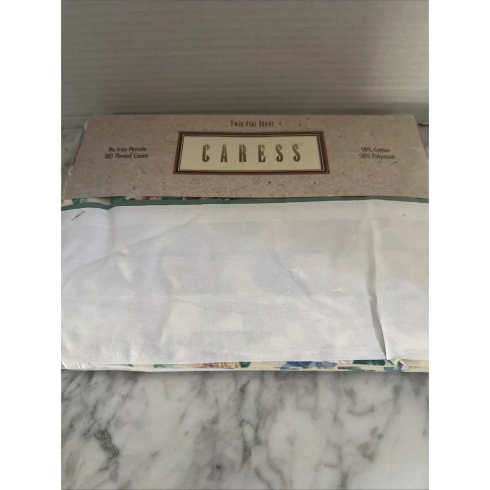 Vintage Caress Twin Flat Sheet Ashlee  Percale NEW USA 39 X 76 in